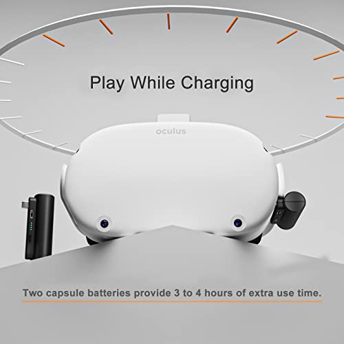 M3 חבילת סוללות קפסולות נטענות עבור Oculus/Meta Quest 2, מיני חשמל מיני למשך 3 שעות משחק נוספות נוספות - מתאים לכל מיני רצועות [4000 מיליאמפר/שעה]